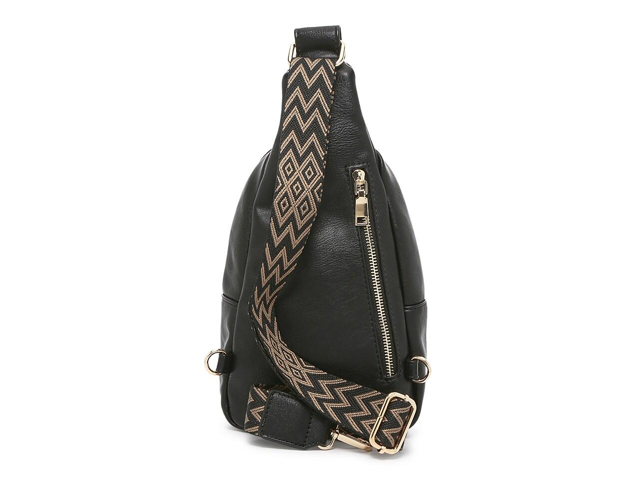 Vintage Style Sling Bag With Lock, Guitar Strap Crossbody Bag