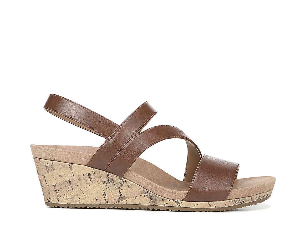 LifeStride Leather Milly Medium/wide Wedge Sandals in Dark Tan (Brown) - Lyst