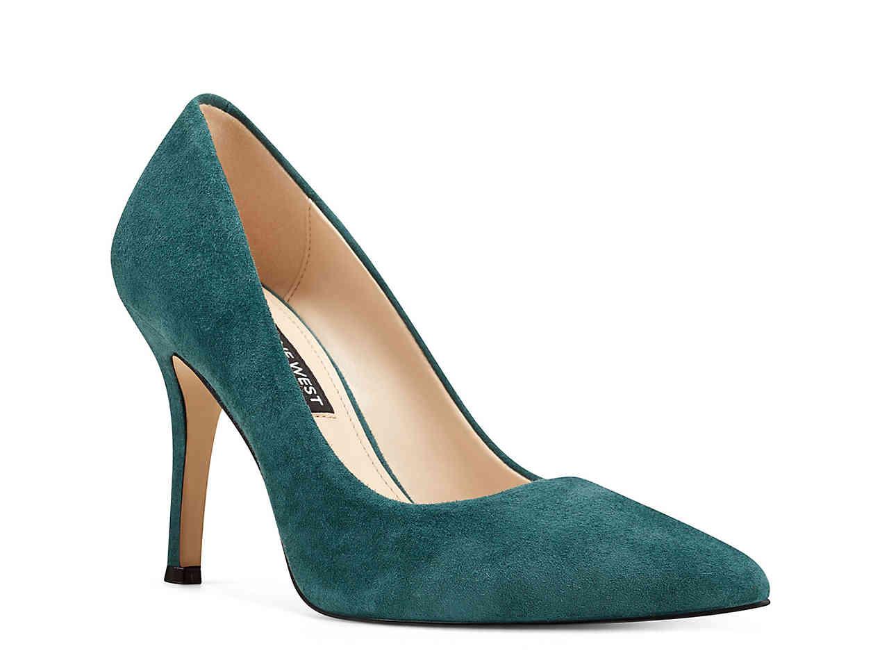 Nine West Suede Flax Pointed Toe Pumps in Emerald Green (Green) - Save ...