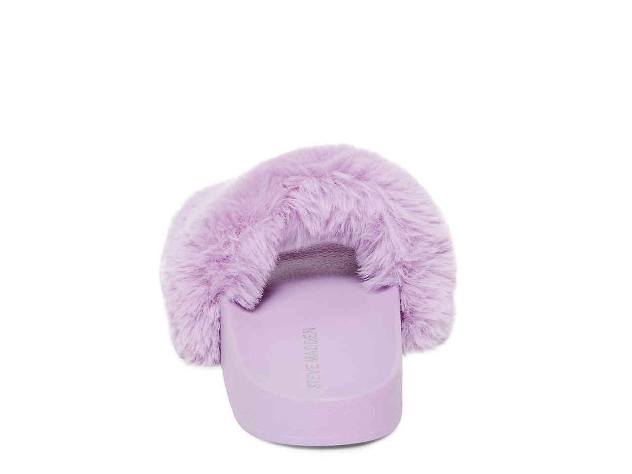 Steve Madden Softey Faux Fur Slides in Purple Lyst
