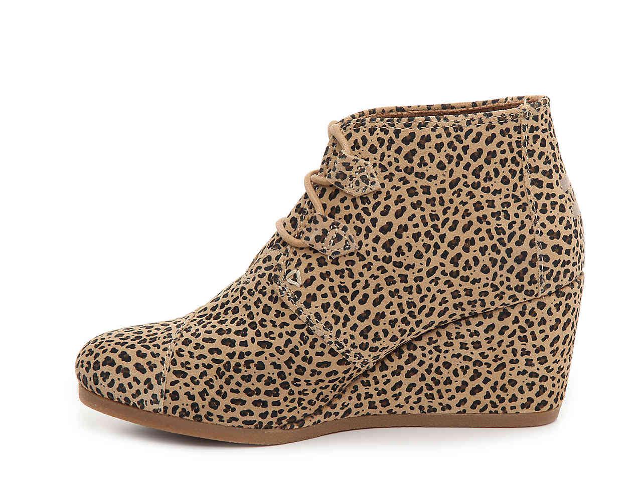 TOMS Suede Kala Wedge Bootie in Beige Cheetah Print (Natural) | Lyst