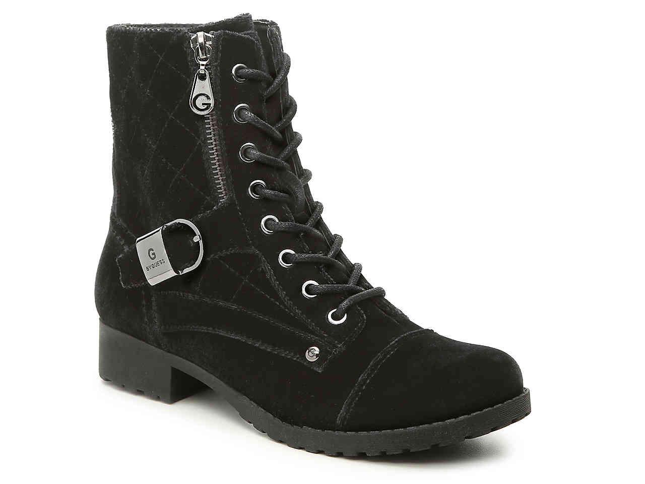 guess velvet combat boots