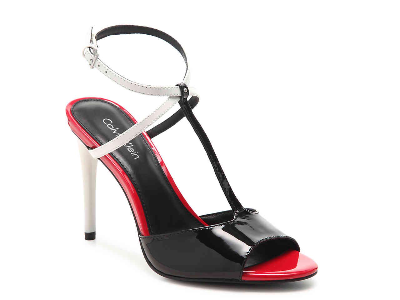 calvin klein black and white heels