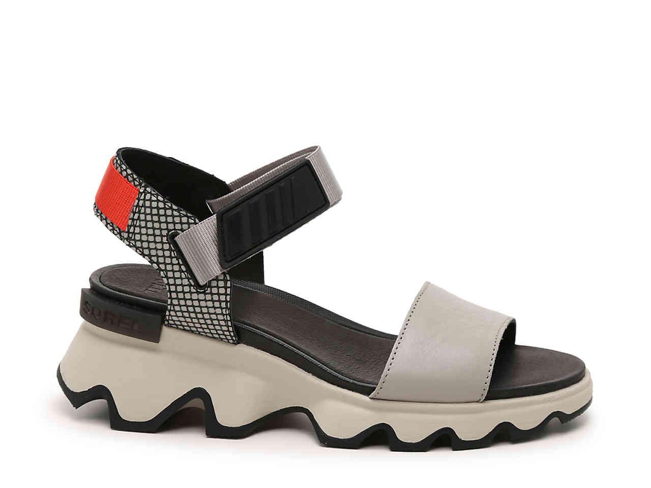 Sorel Leather Kinetic Wedge Sandal - Lyst