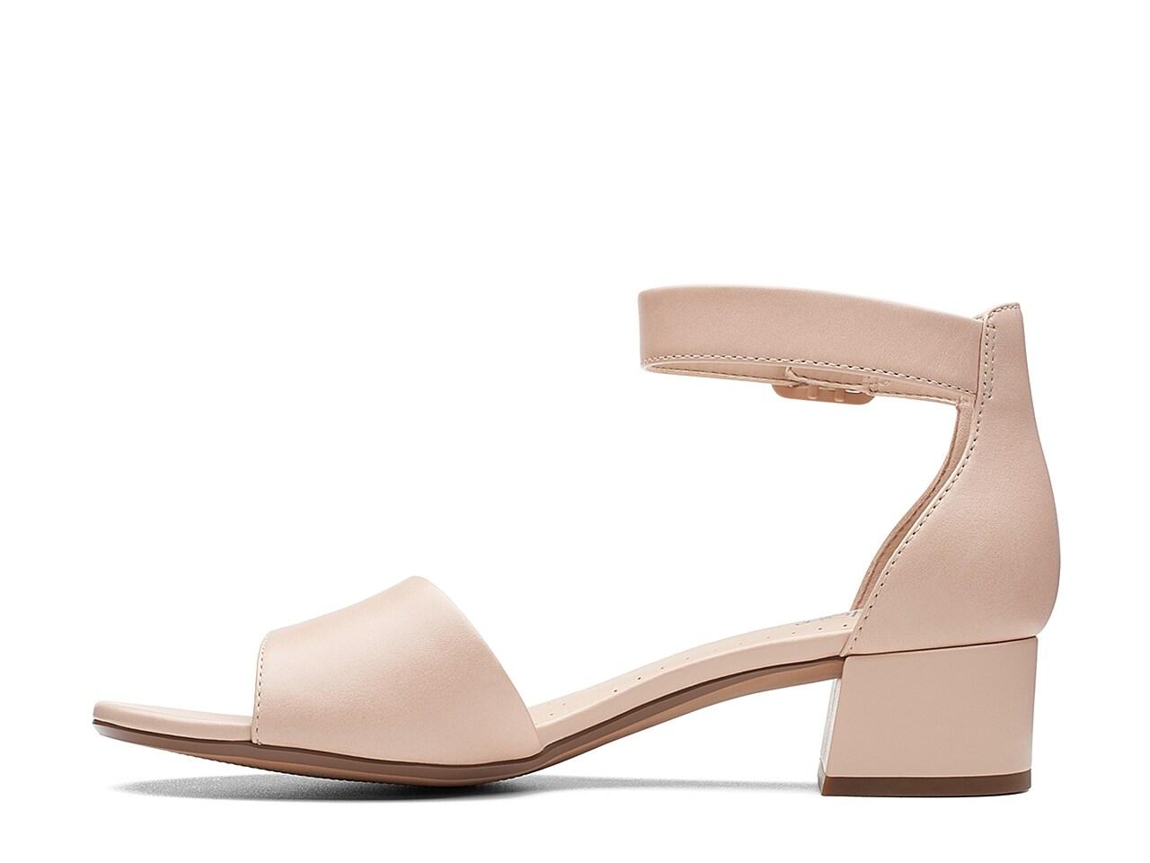 Clarks Deva Mae Leather Block Heeled Sandals in Nude (Natural) - Save ...