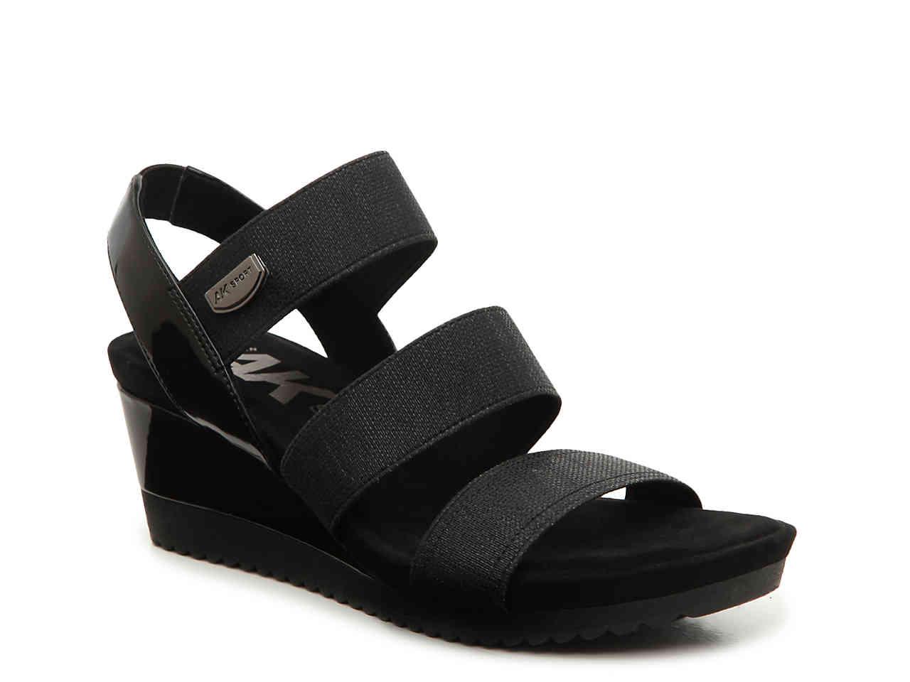 Anne Klein Synthetic Shelly Wedge Sandal in Black - Lyst
