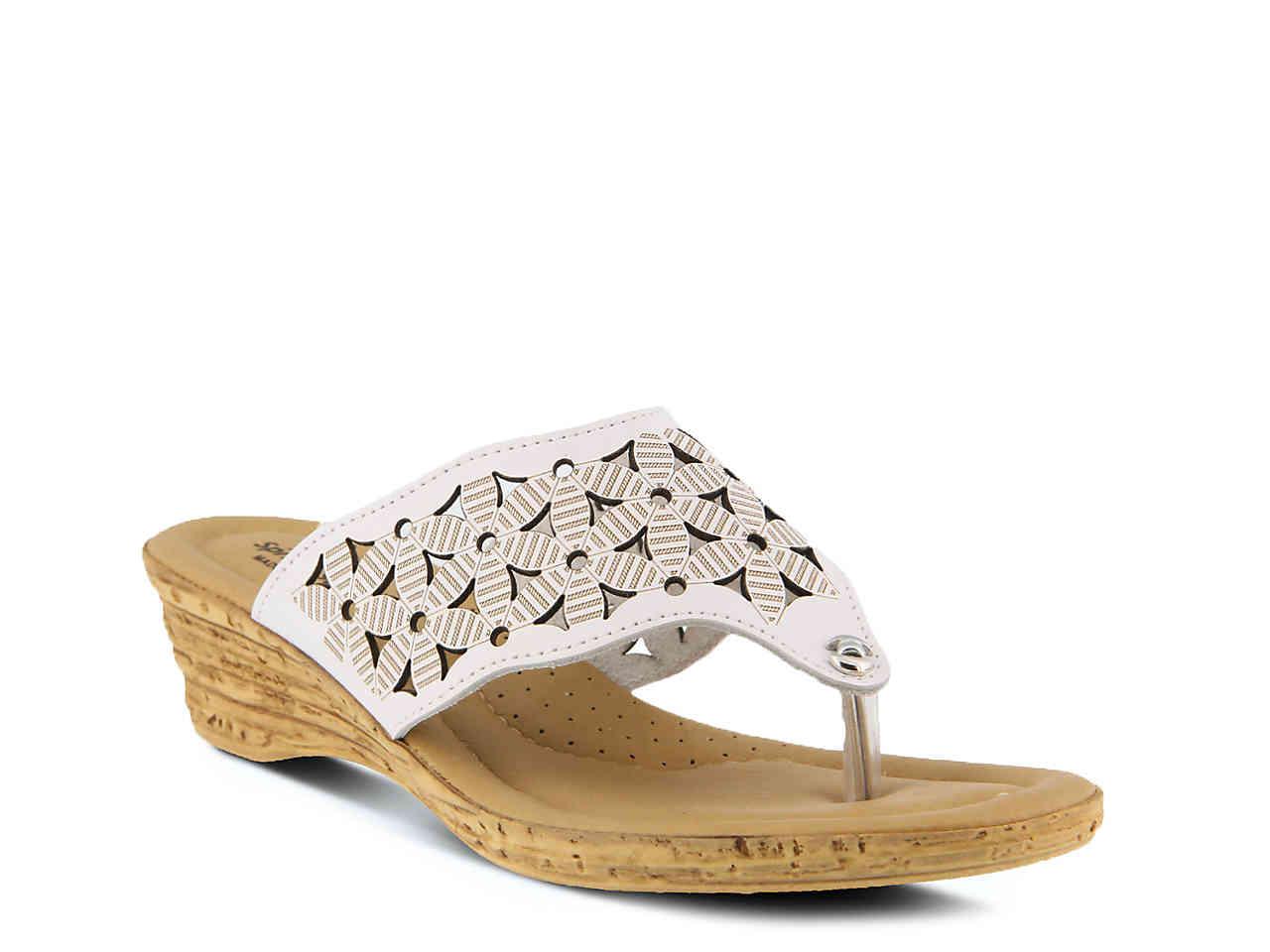 Spring Step Tiffany Wedge Sandal in White - Lyst