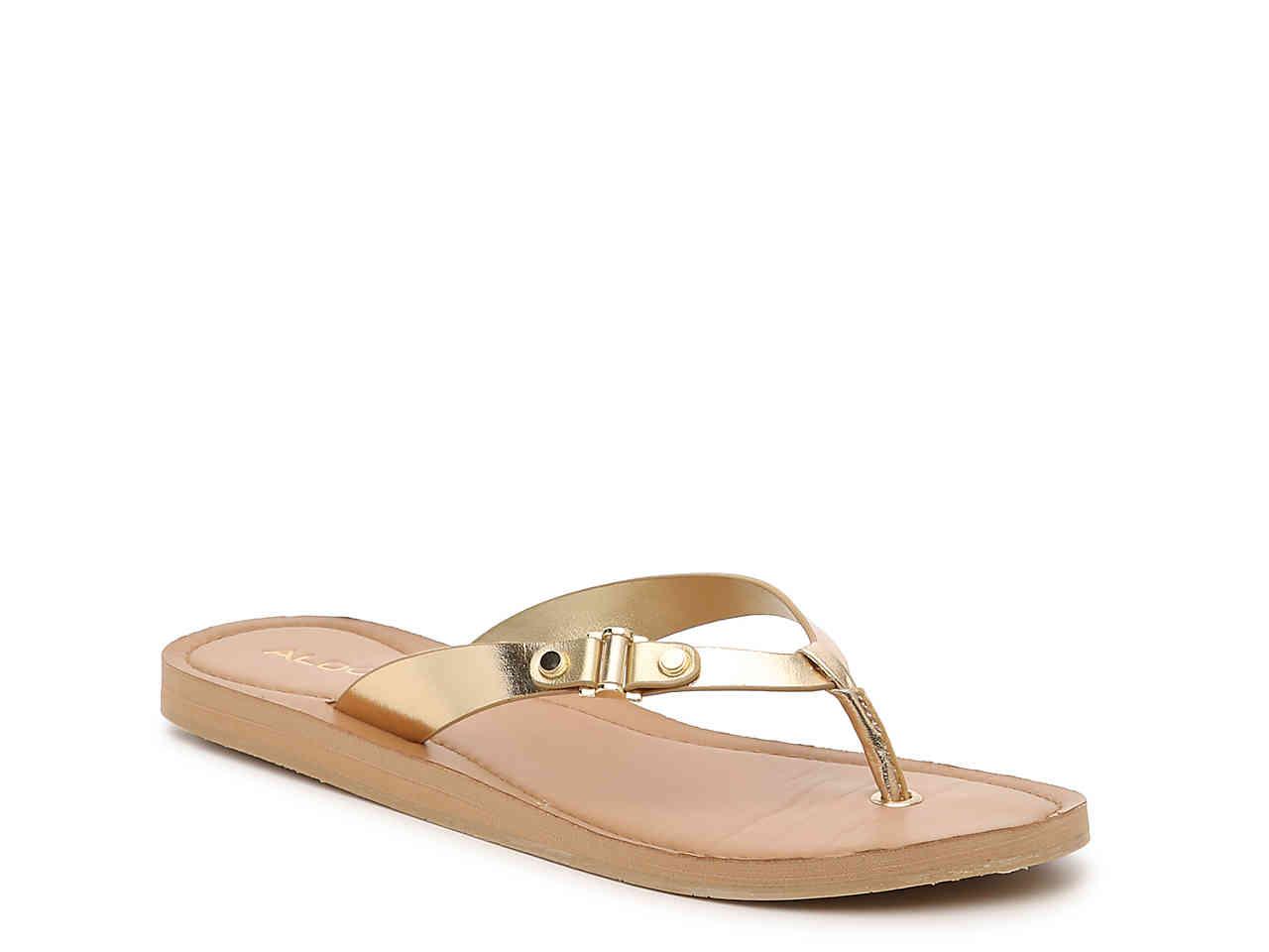 aldo gold flip flops