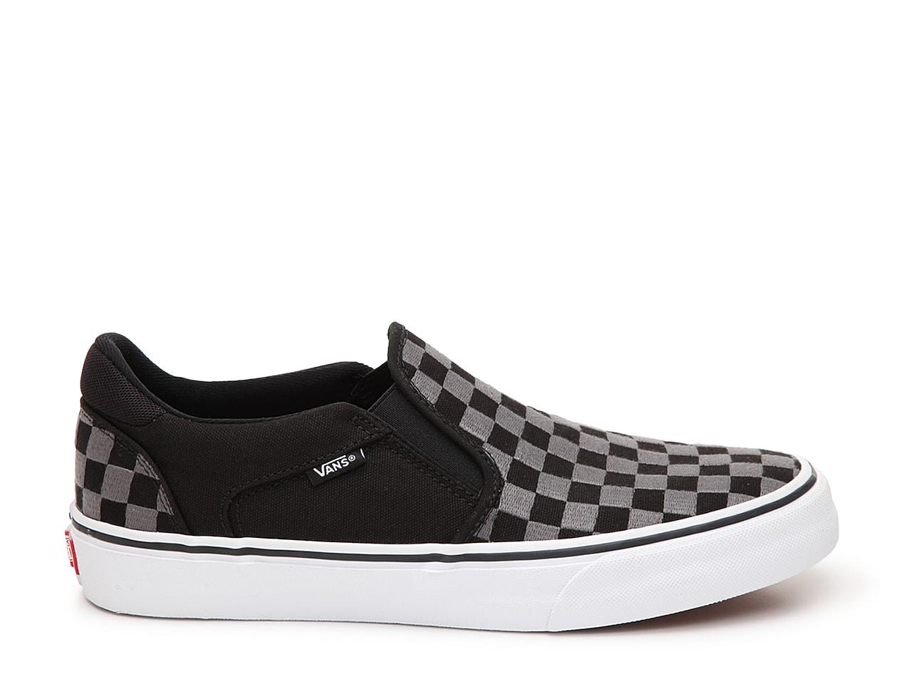 silver and black checkered vans