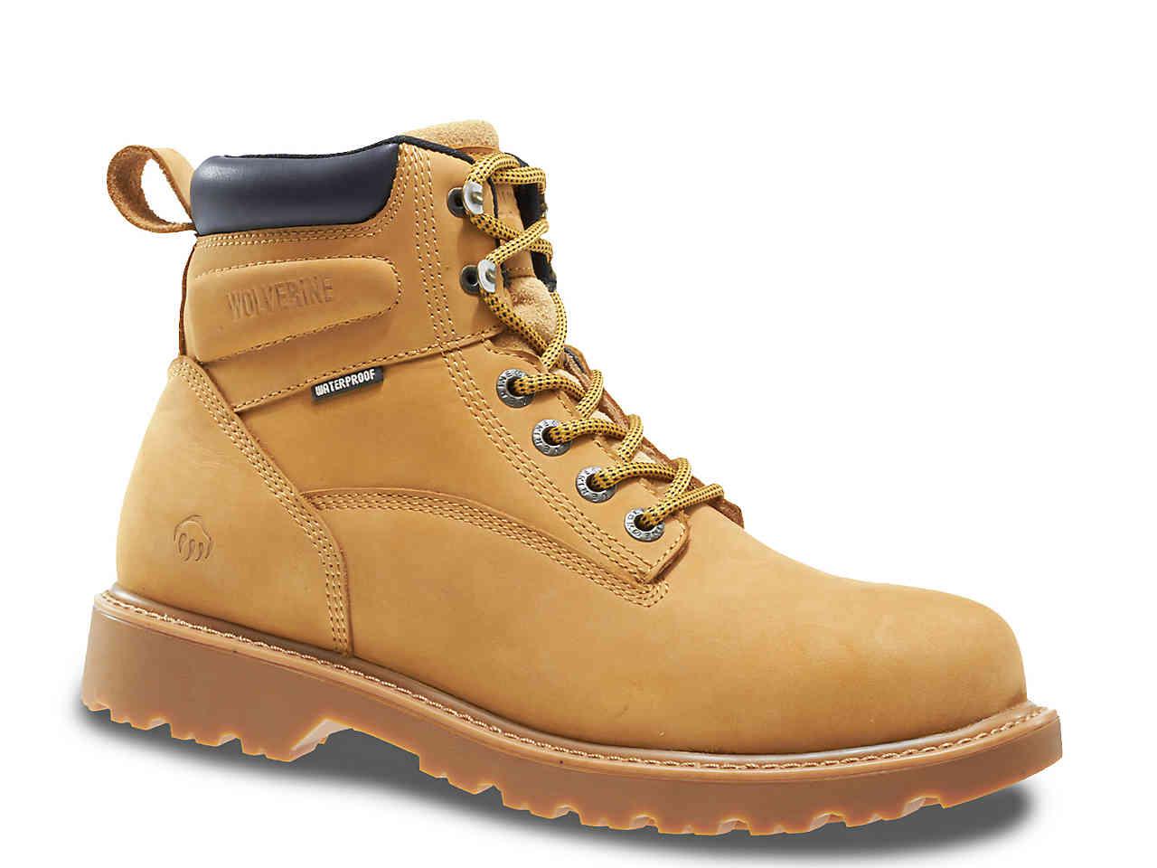 black and yellow work boots