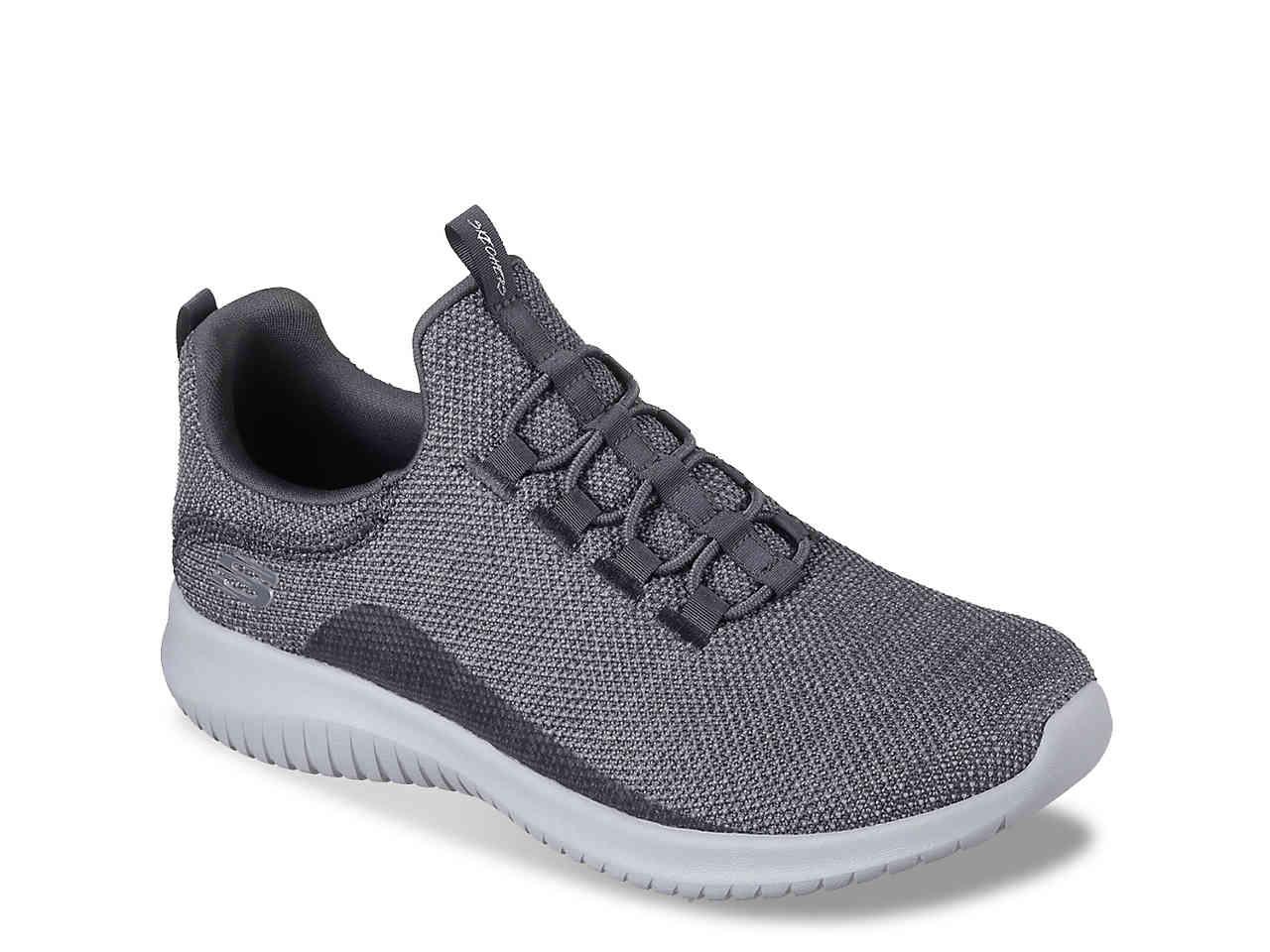 gray slip on skechers
