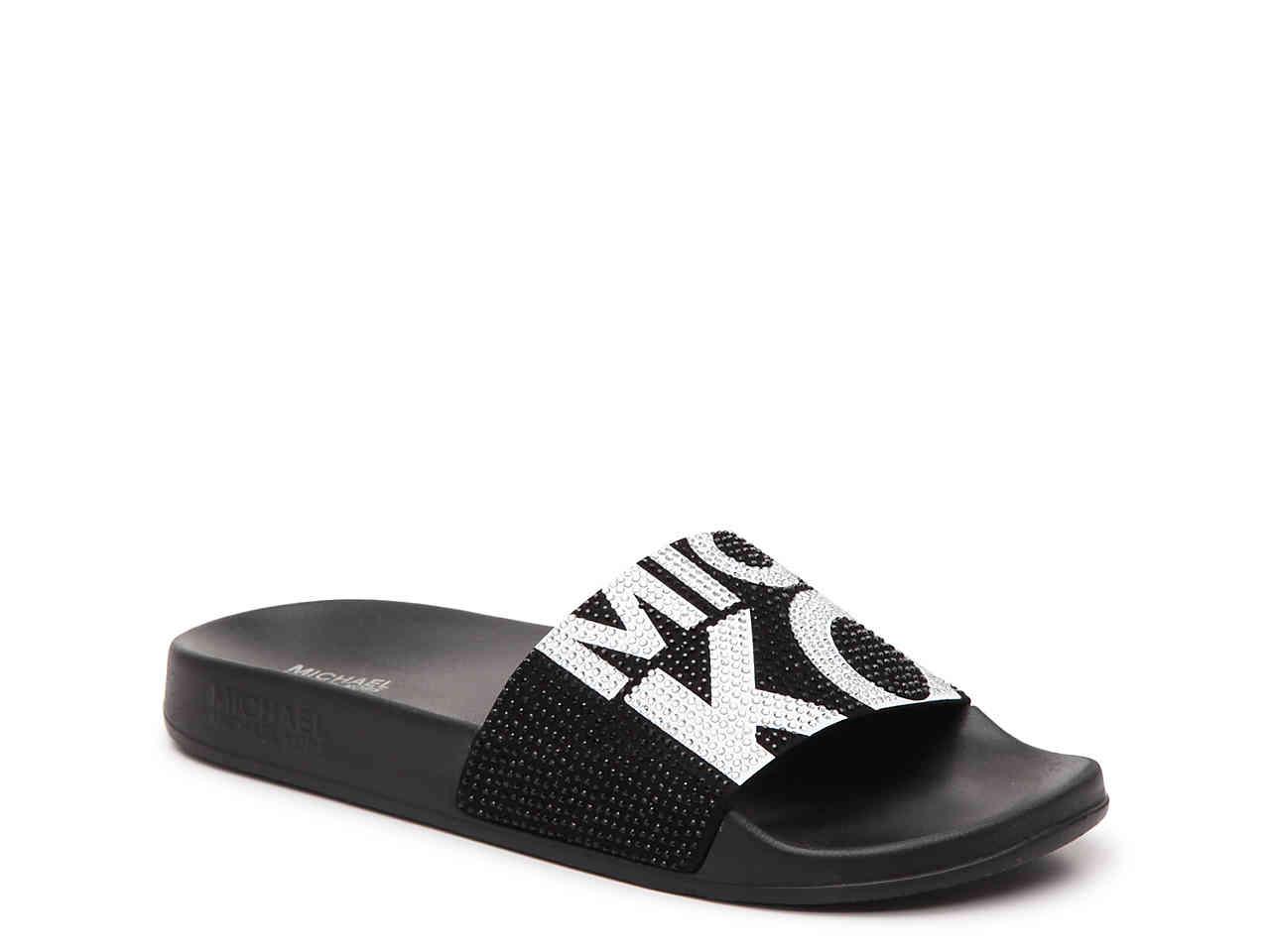 michael kors slides black and white