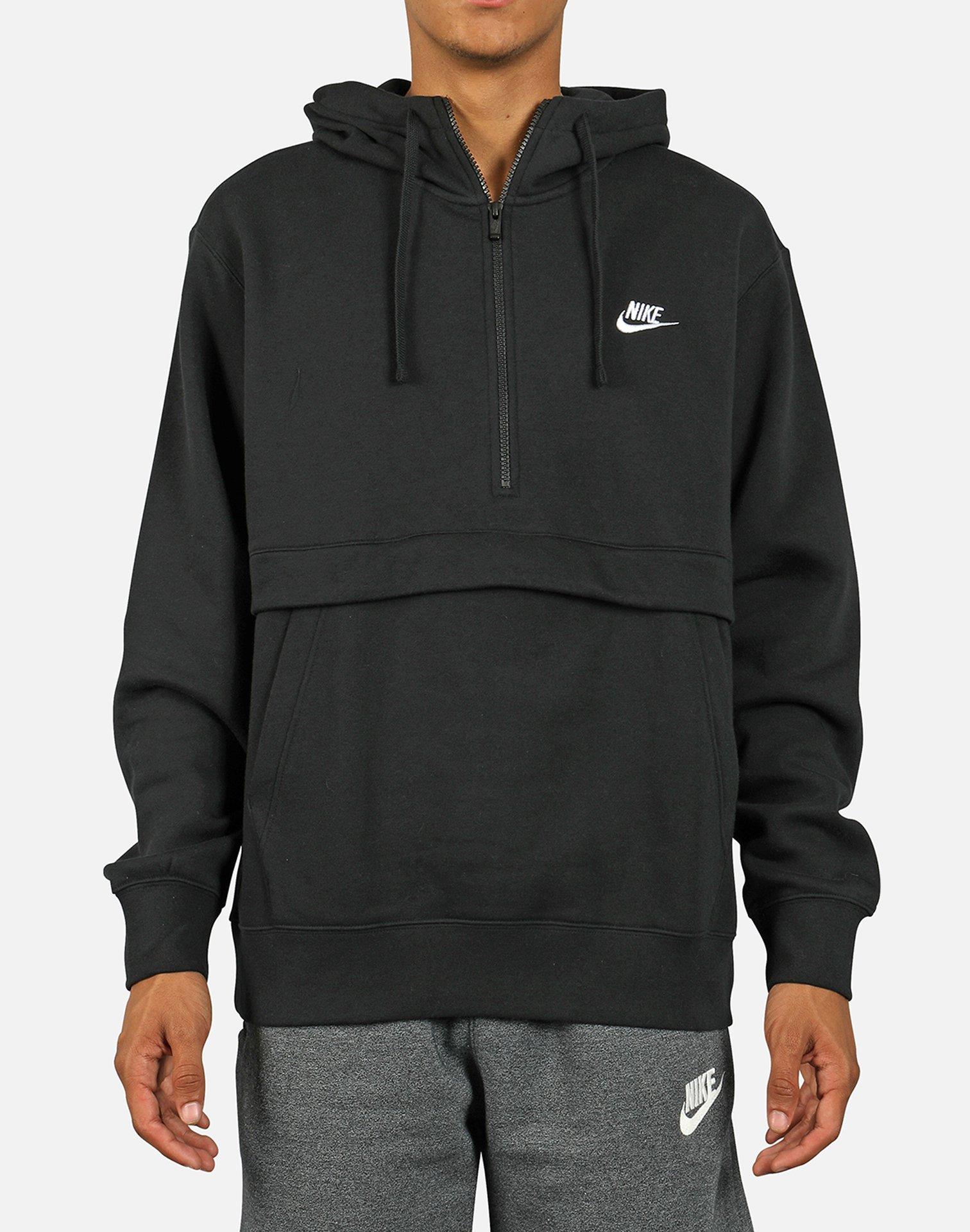 Nike Nsw Club Fleece Half-zip Hoodie in Black for Men - Lyst