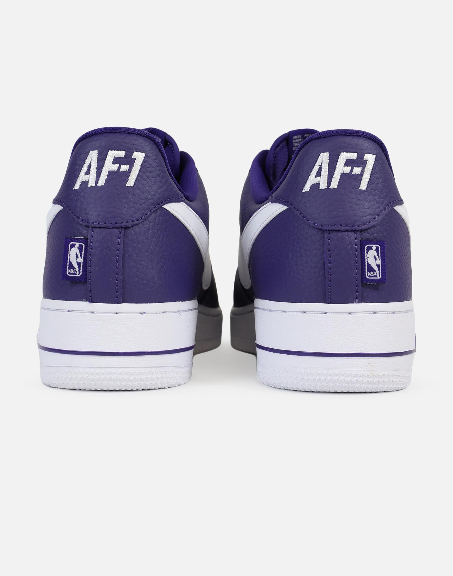 white and purple air force 1