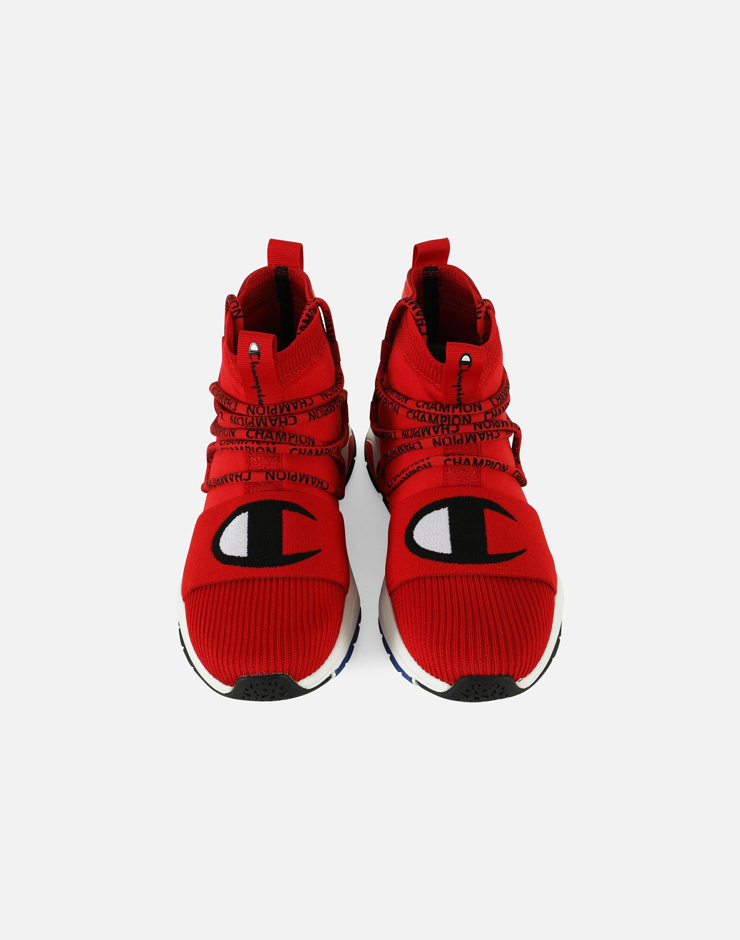 red high top champion shoes