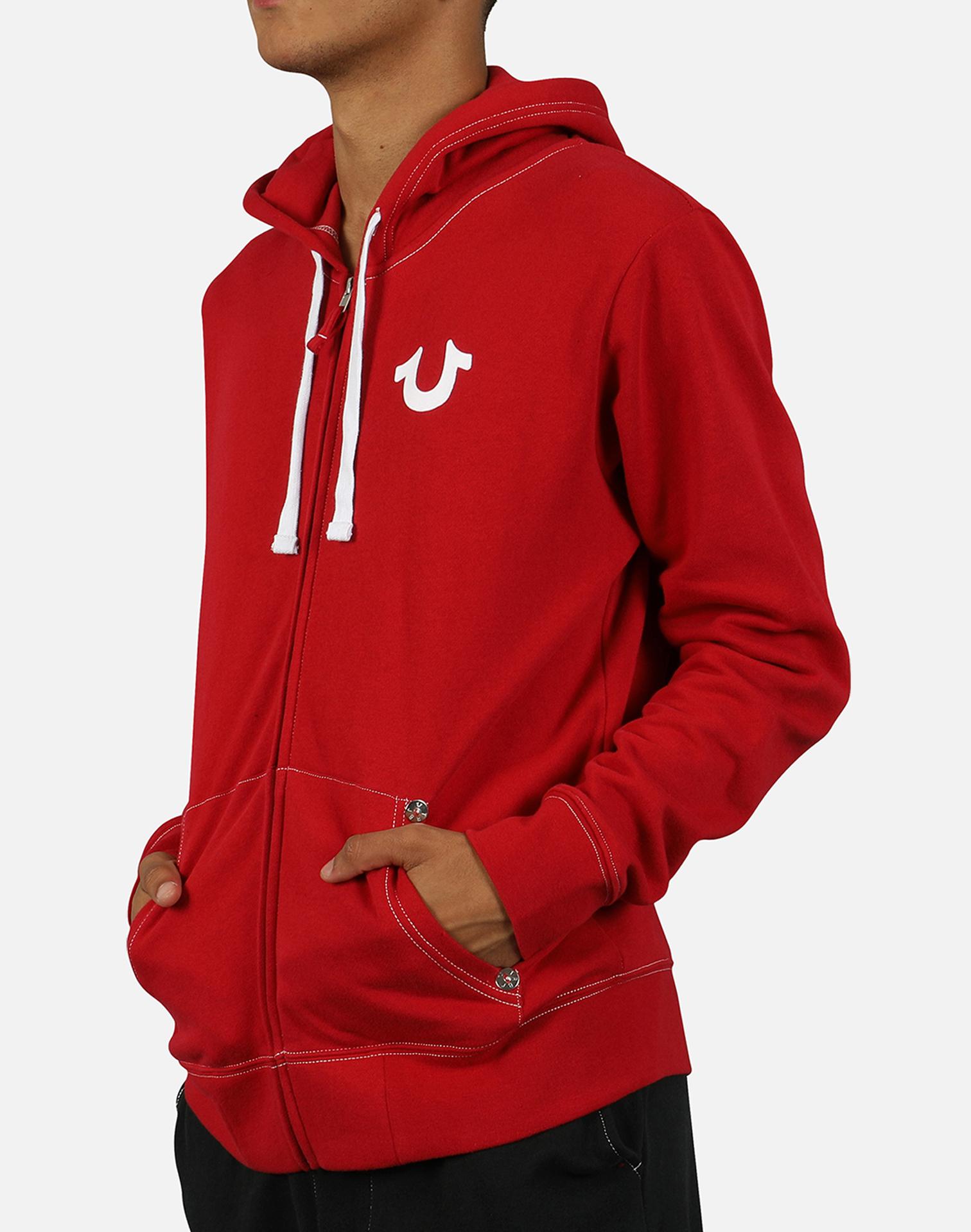 True Religion Cotton Classic Logo Zipup Hoodie in Red for Men Lyst