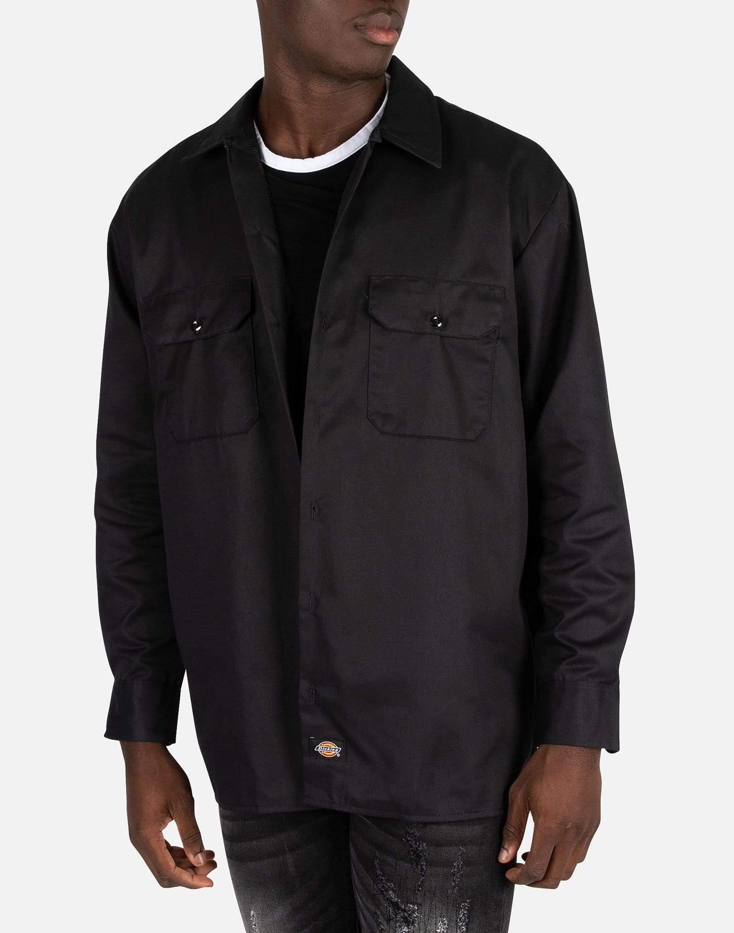 Dickies Synthetic Longsleeve Twill Work Shirt in Black for Men Lyst