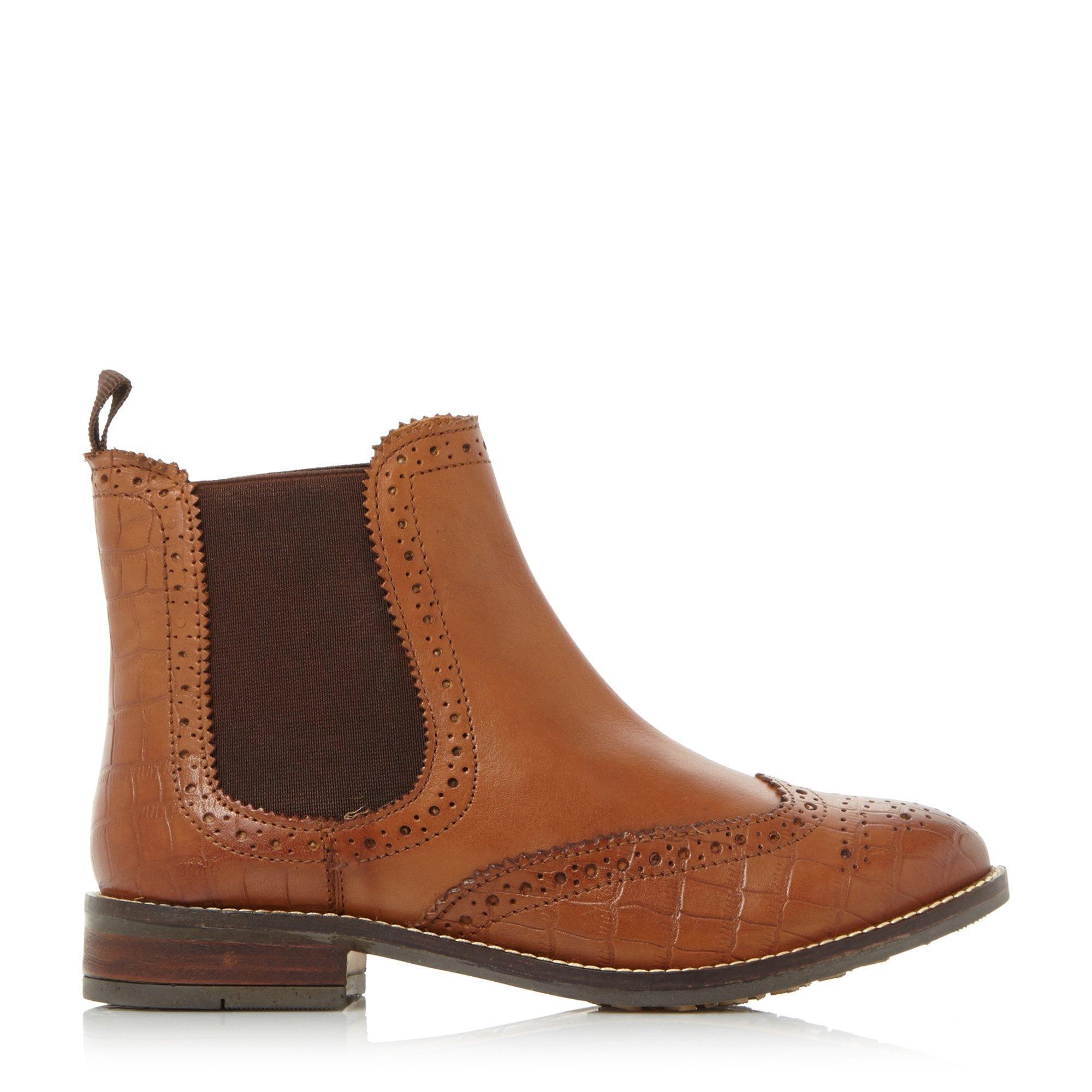 Dune Leather Tan 'w Quentons' Wide Fit Brogue Detail Chelsea Boots in ...