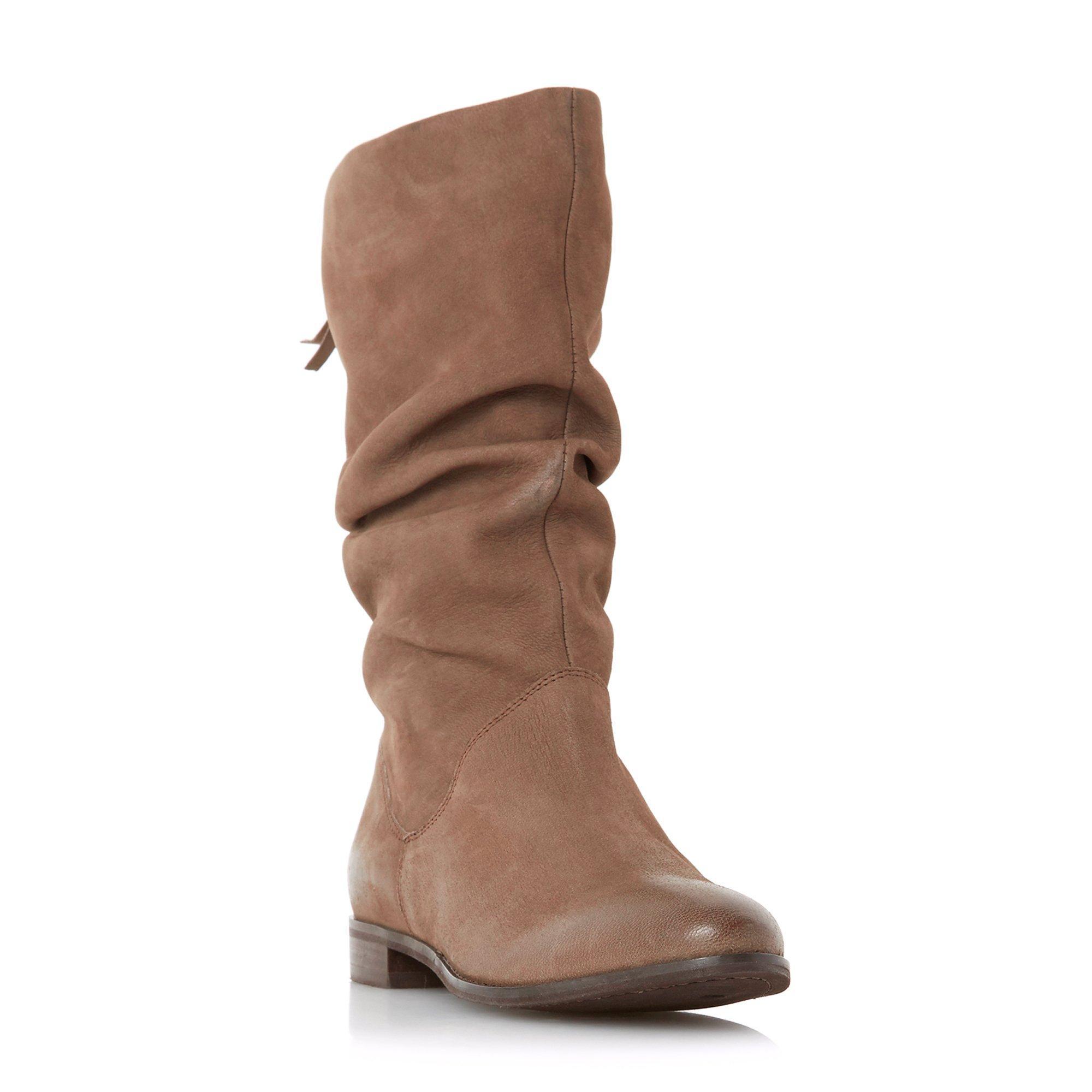 Dune Rosalind Ruched Leather Calf Boots in Taupe (Brown) - Save 34% - Lyst