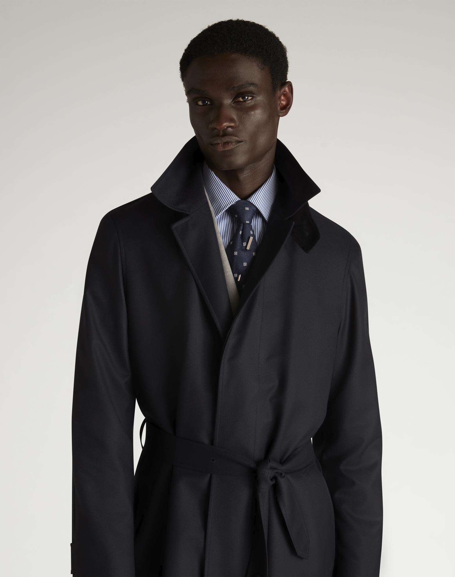 dunhill Luxury Wool Super 180's Balmacaan Coat in Black for