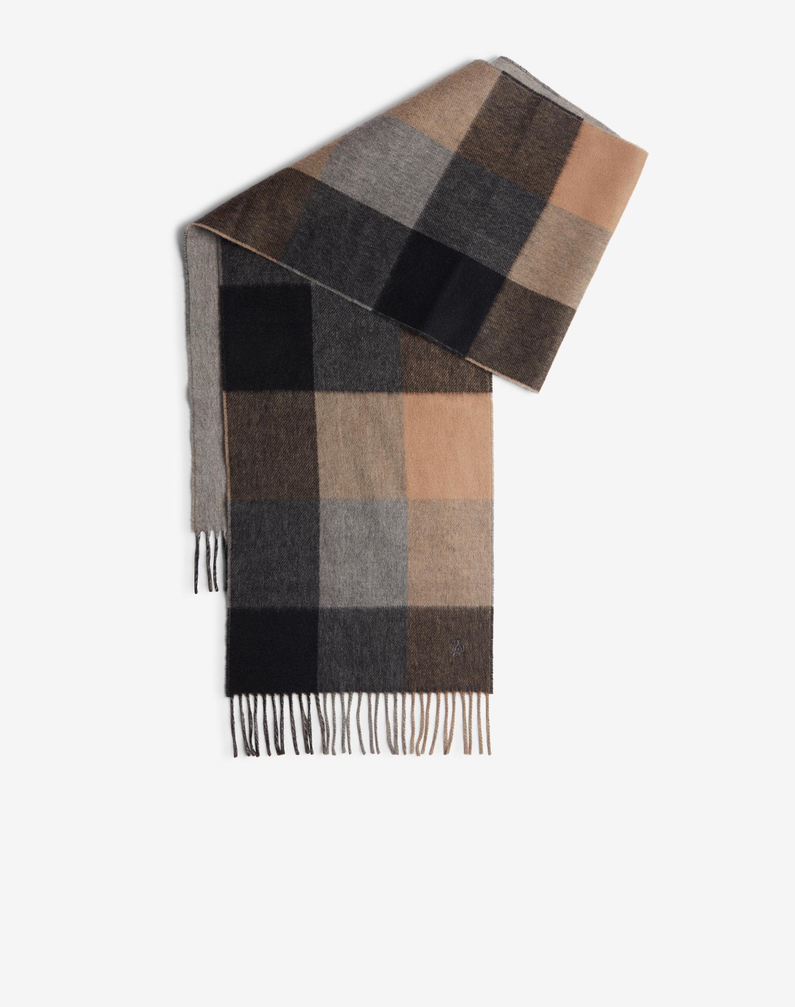 Double Face Wool Check Scarf Charcoal Grey main image 0