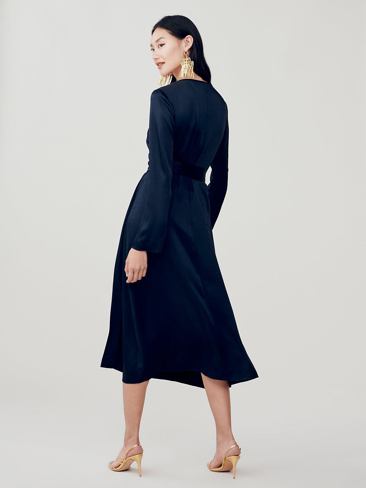 Diane von Furstenberg Tilly Satin Crepe Midi Wrap Dress in Blue - Lyst