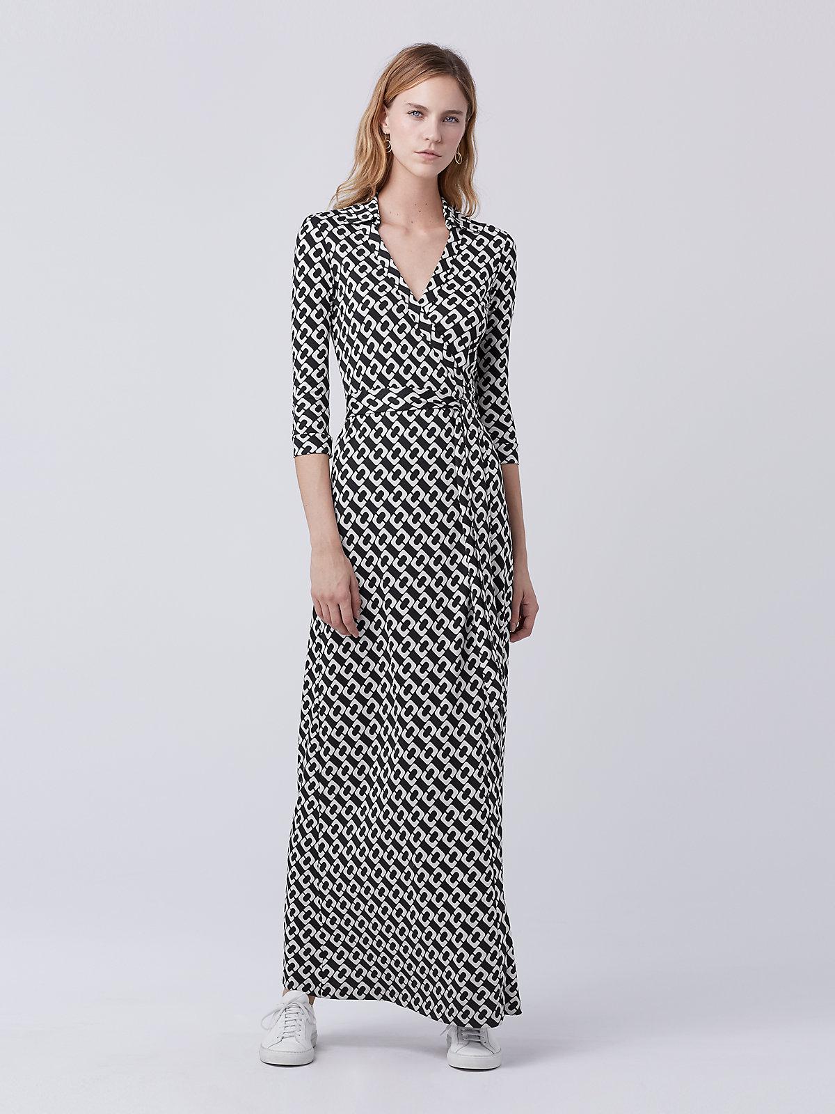 Diane von Furstenberg Abigail Silk-Jersey Wrap Maxi Dress in Black - Lyst