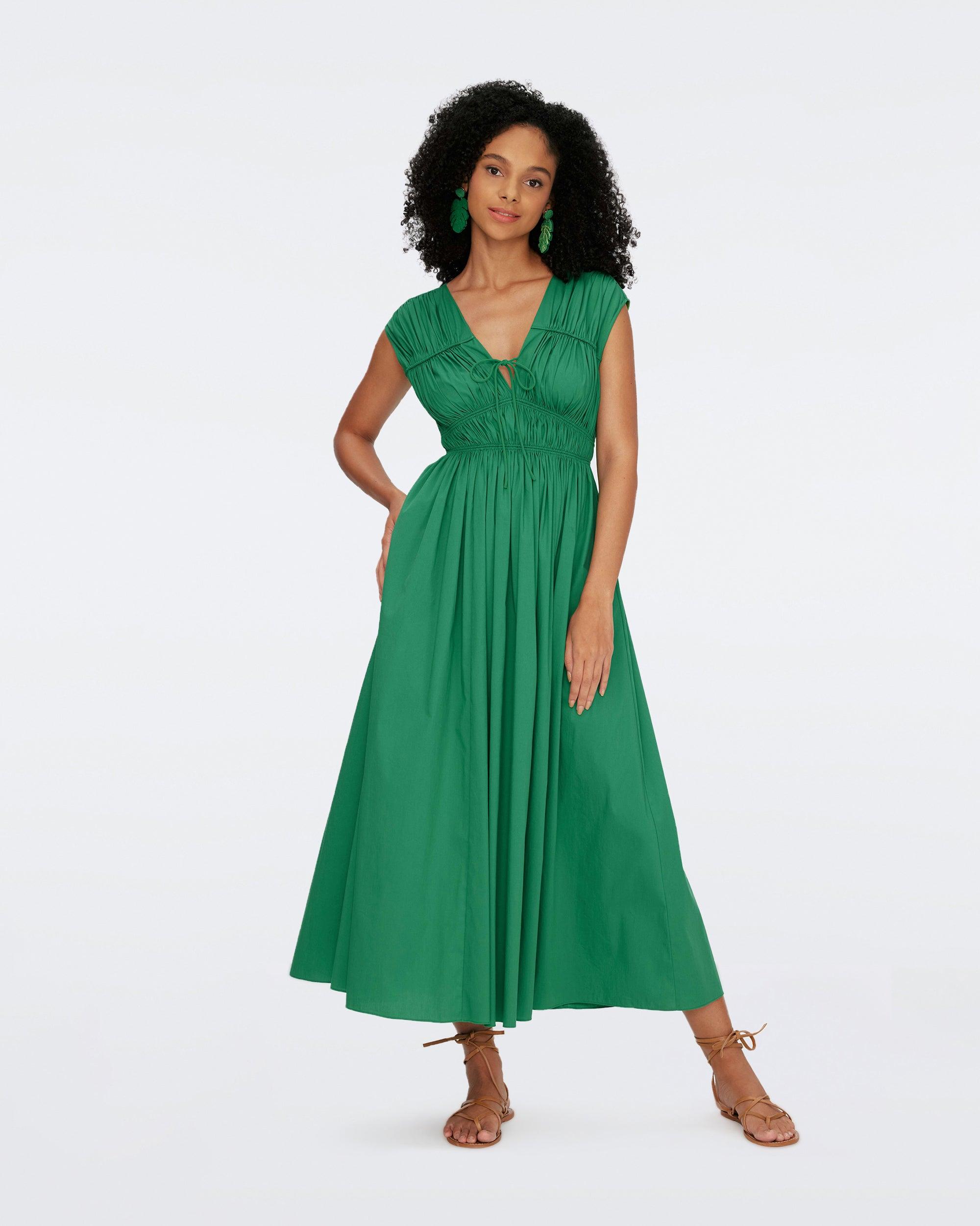 DVF Diane von Furstenberg ruffle-detail fluted dress - Blue