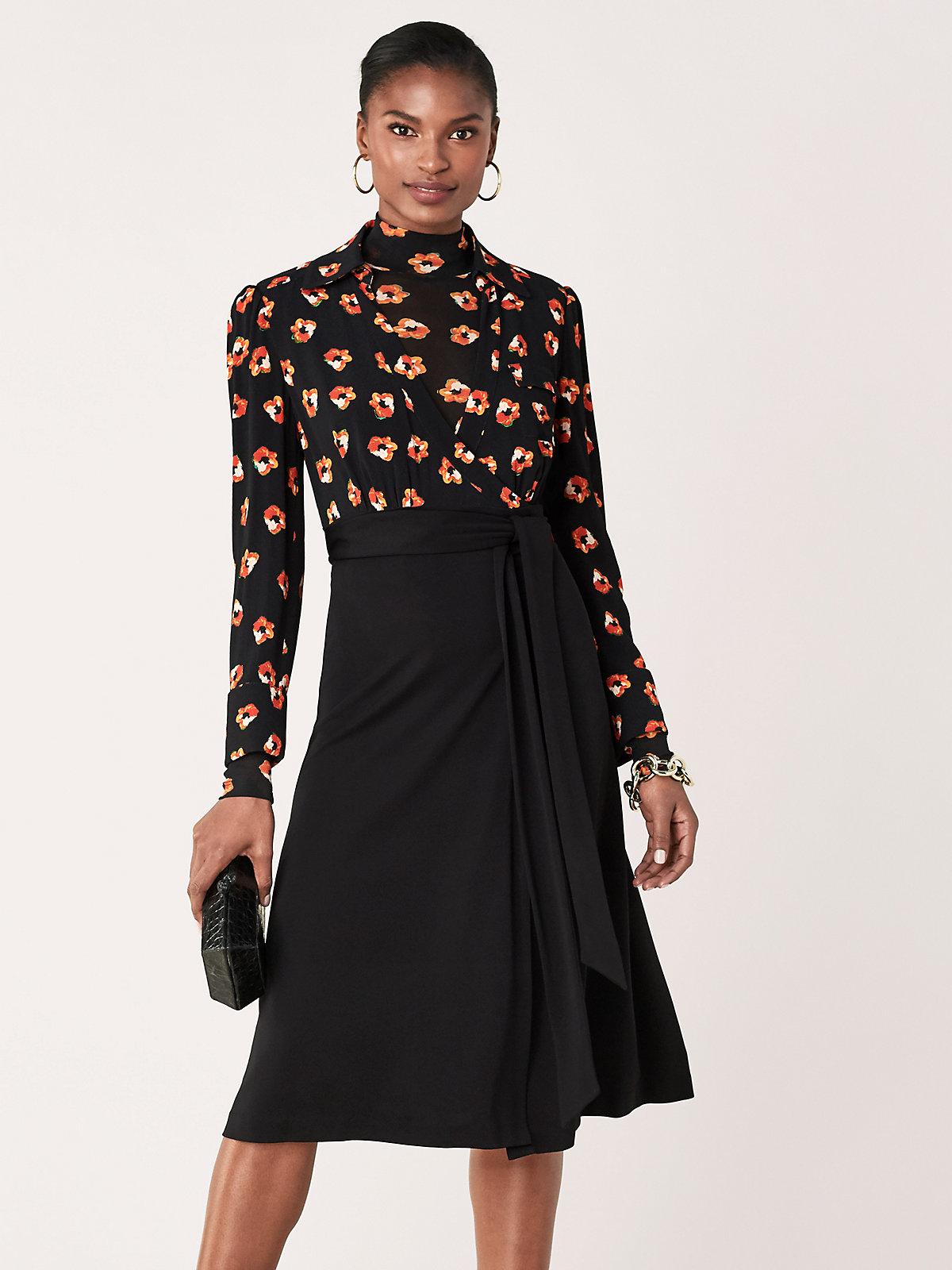 dvf collared wrap dress