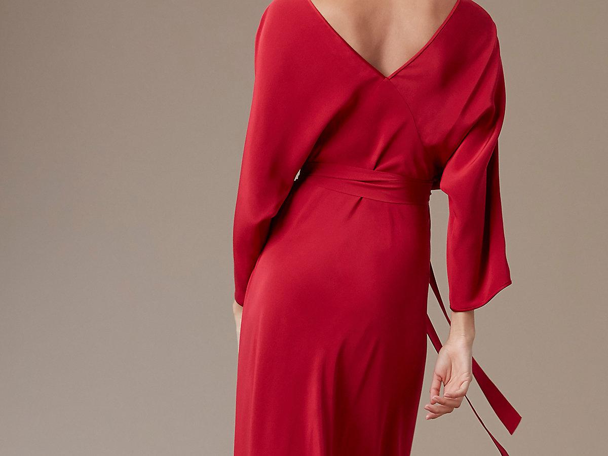 Diane Von Furstenberg Silk Long Sleeve Floor Length Wrap Dress In