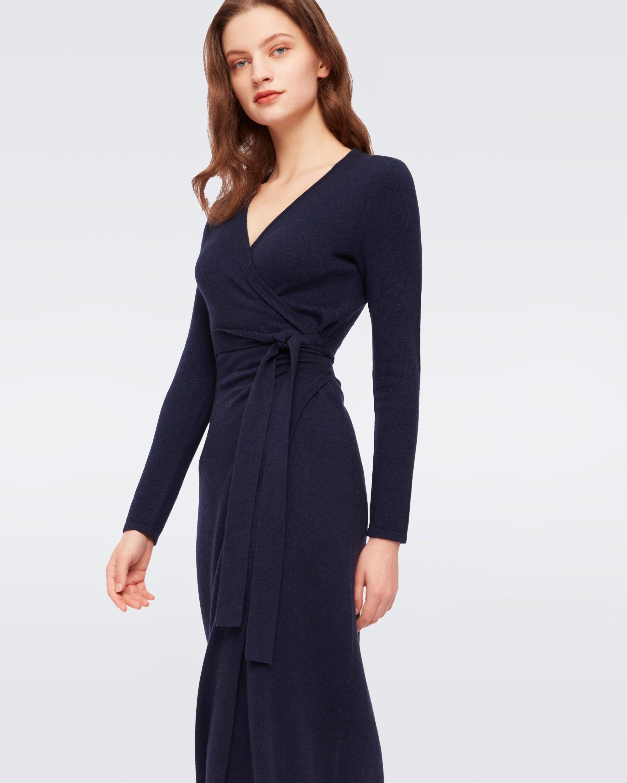 Diane von Furstenberg Astrid Wool-cashmere Sweater Wrap Dress By Diane Von  Furstenberg in Blue | Lyst