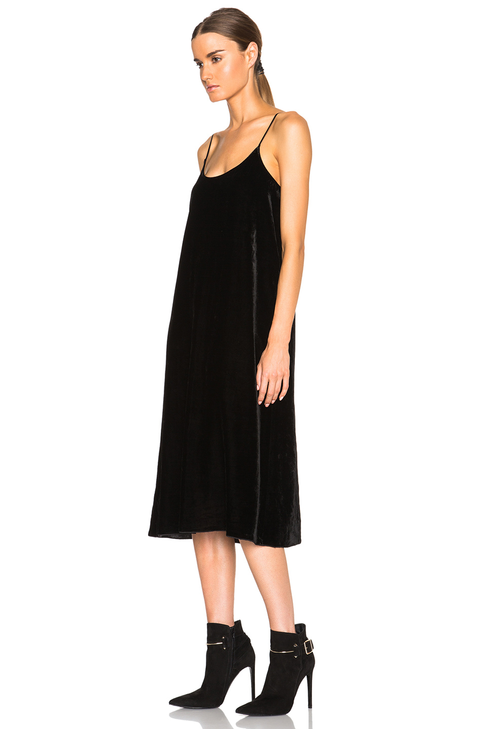 black velvet slip dress