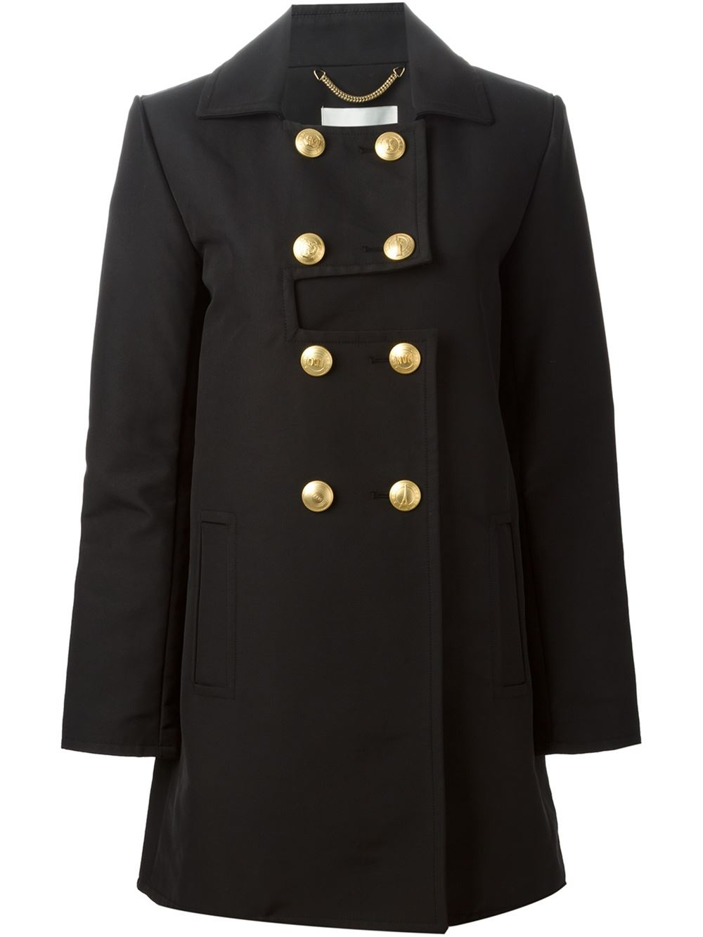 Kenzo Double Breasted Coat in Black | Lyst