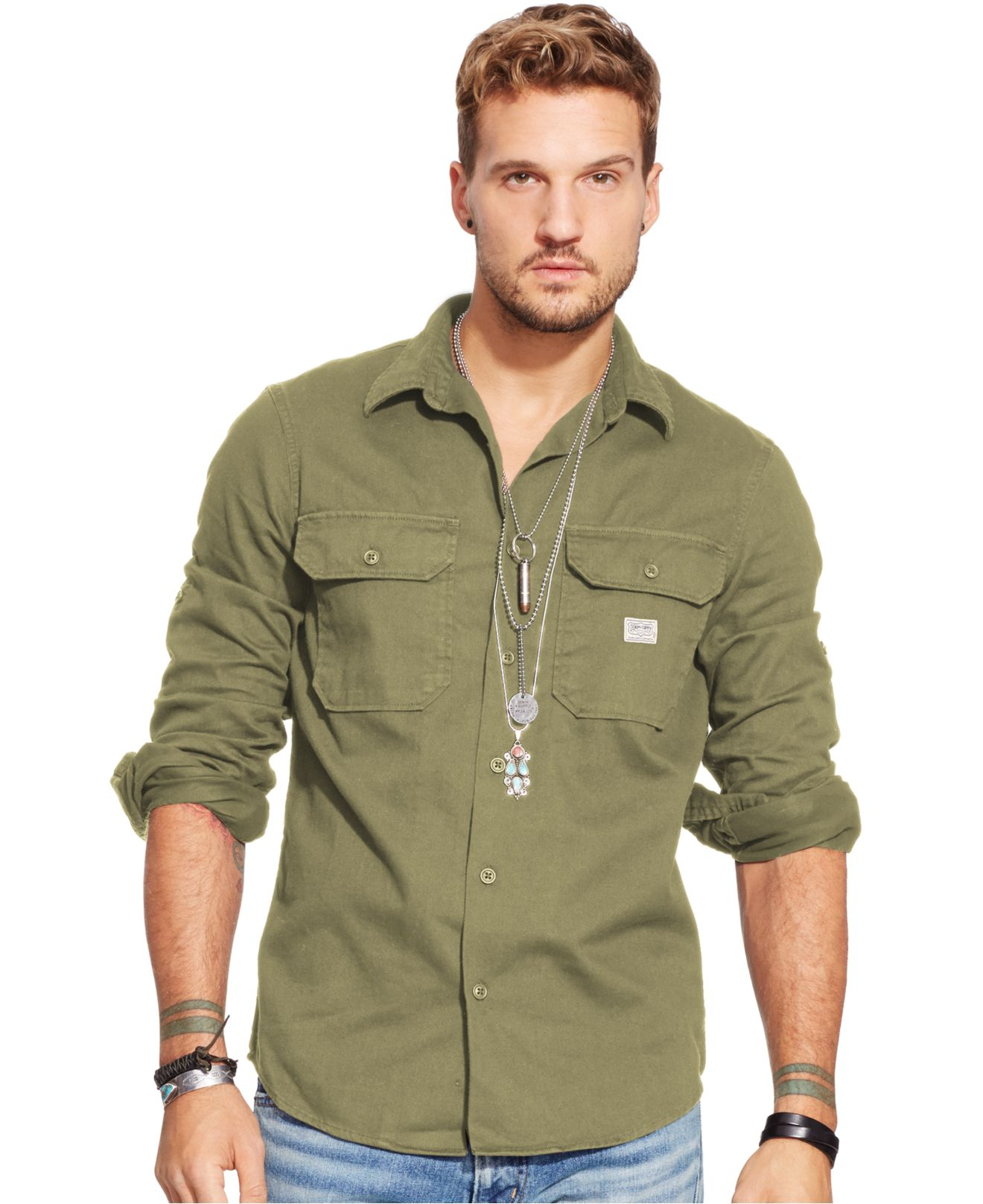 Denim & Supply Ralph Lauren Men's Twill Military Shirt in Green for Men |  Lyst
