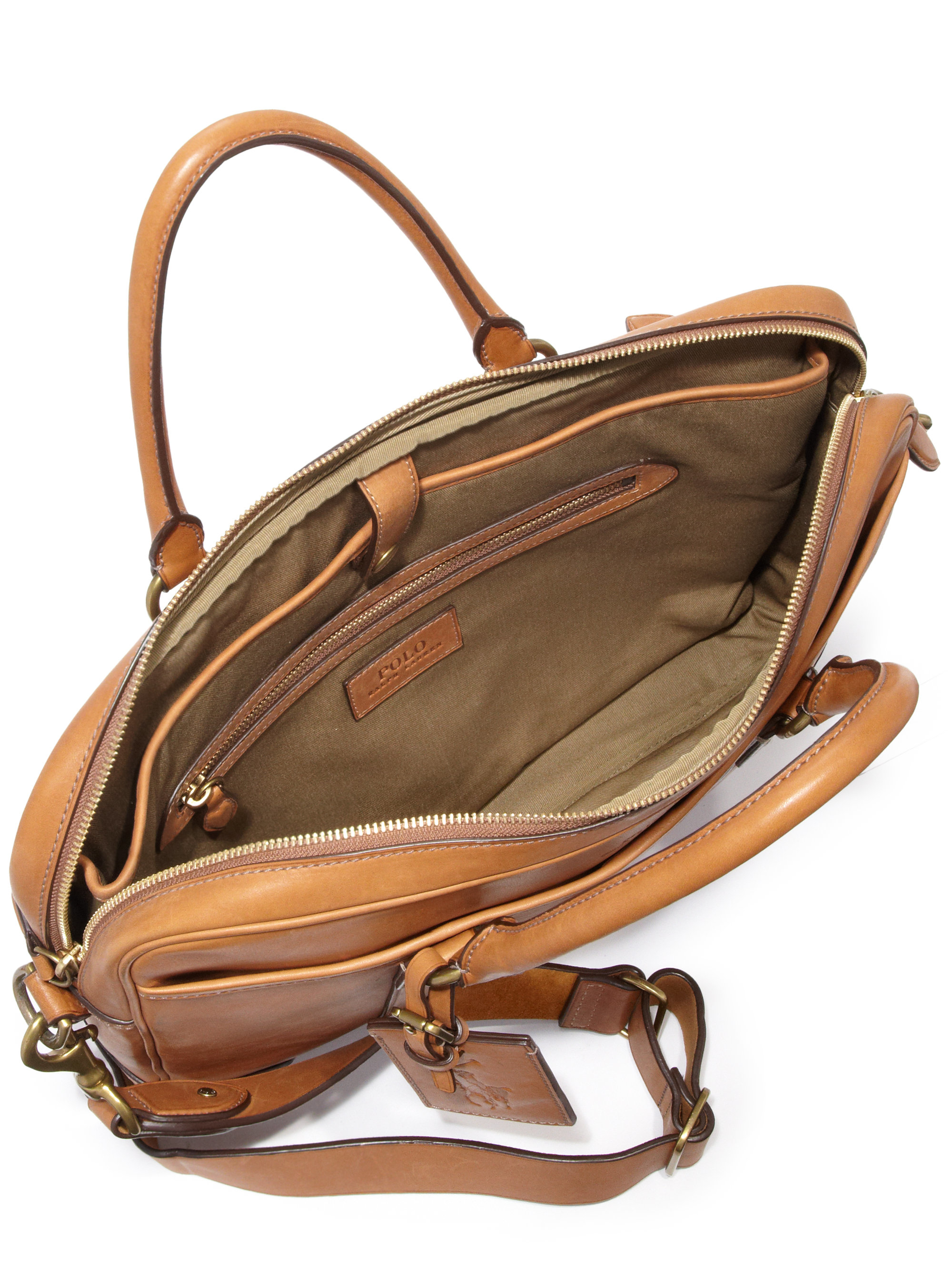 Polo Ralph Lauren Leather Commuter Bag in Brown for Men | Lyst
