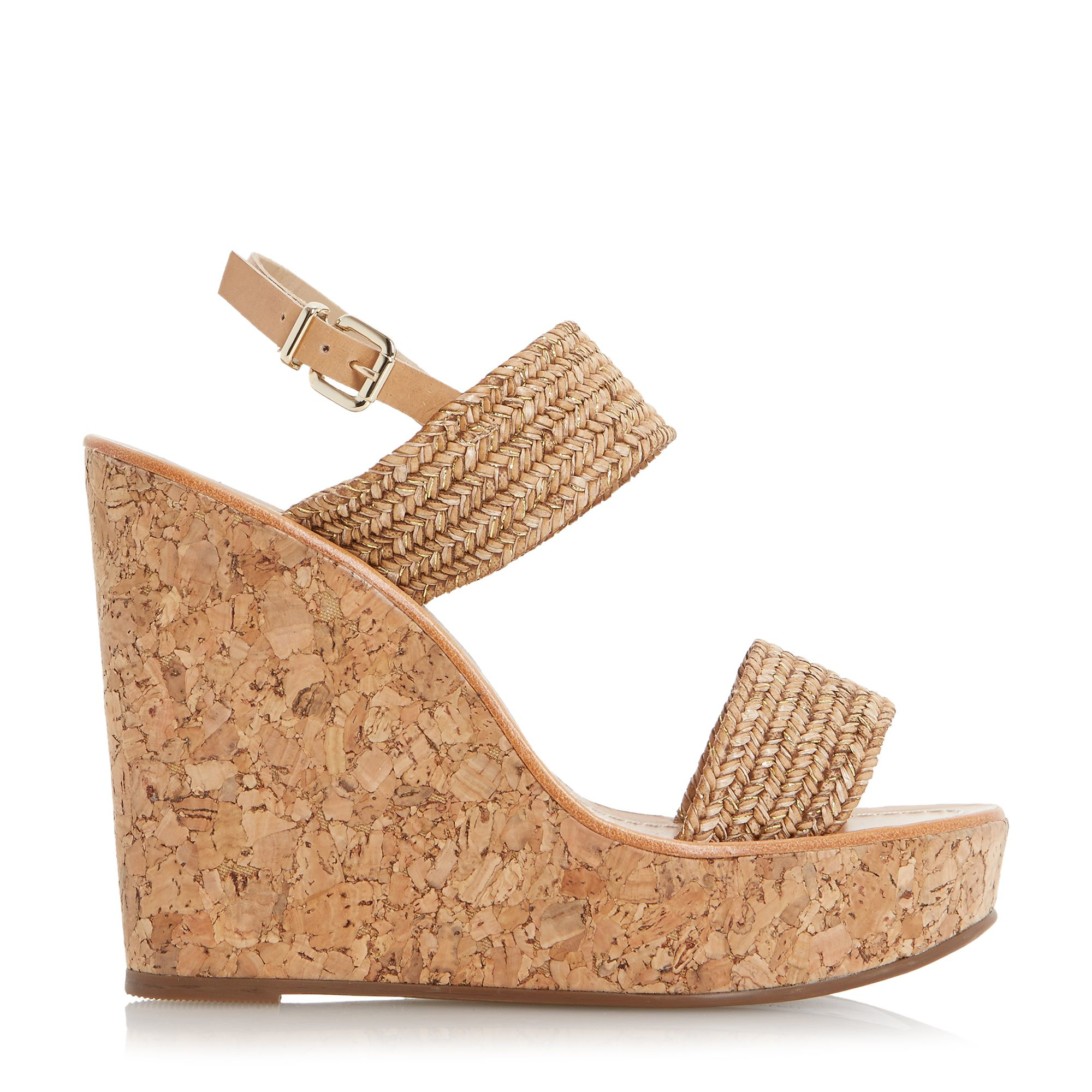 Dune Kyra Leather Woven Wedge Sandals in Natural | Lyst