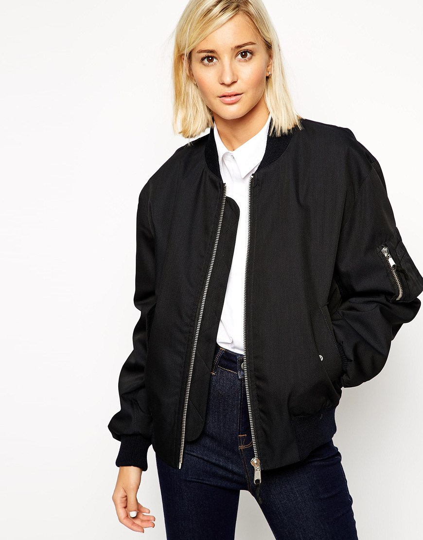 Asos white Traditional Bomber Jacket in Black | Lyst