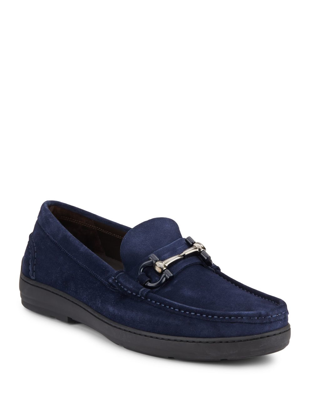 Ferragamo Memphis Suede Loafers in Blue | Lyst