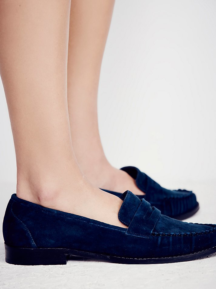 navy suede loafers womens