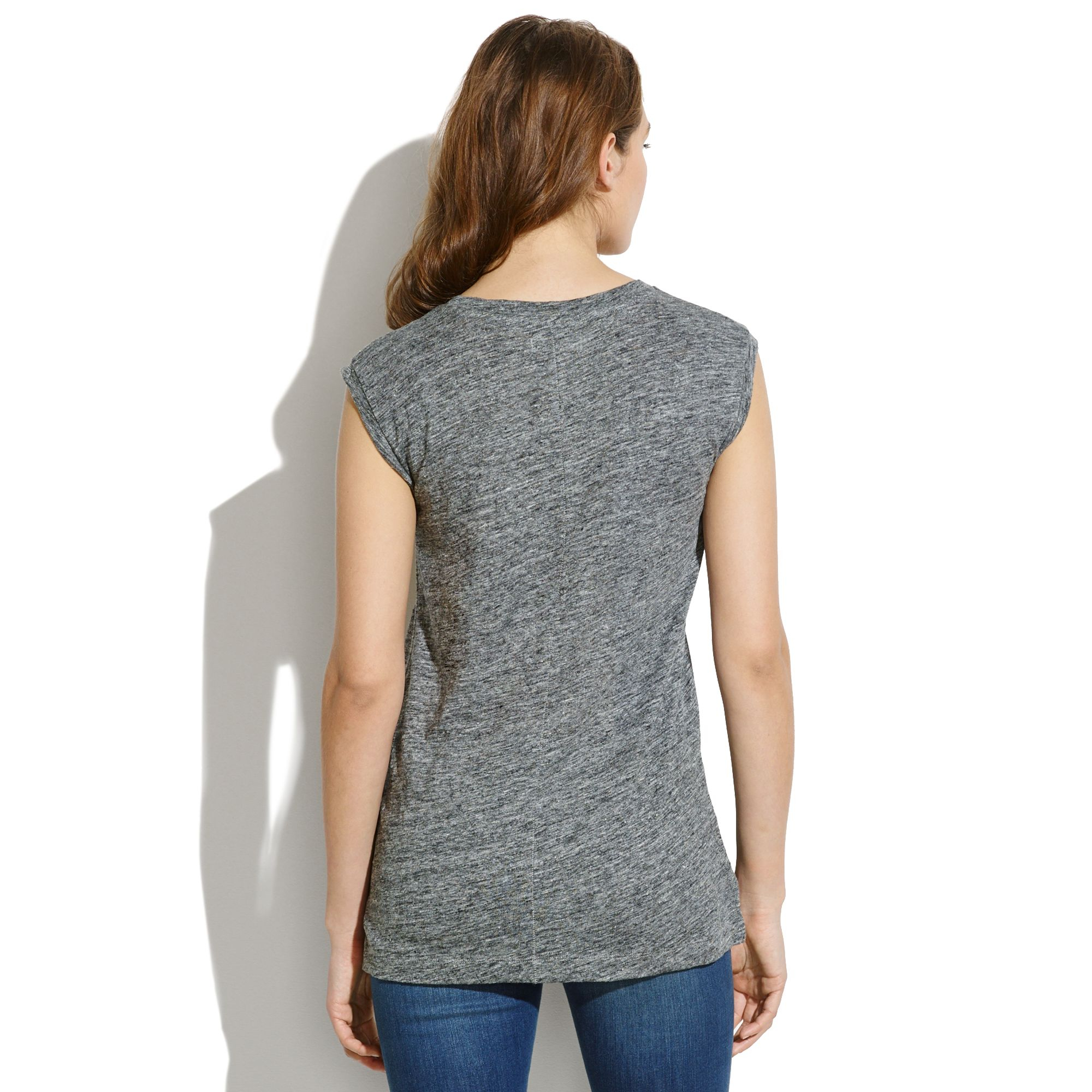 Madewell Modern Linen Muscle Tee in Heather in Gray Lyst