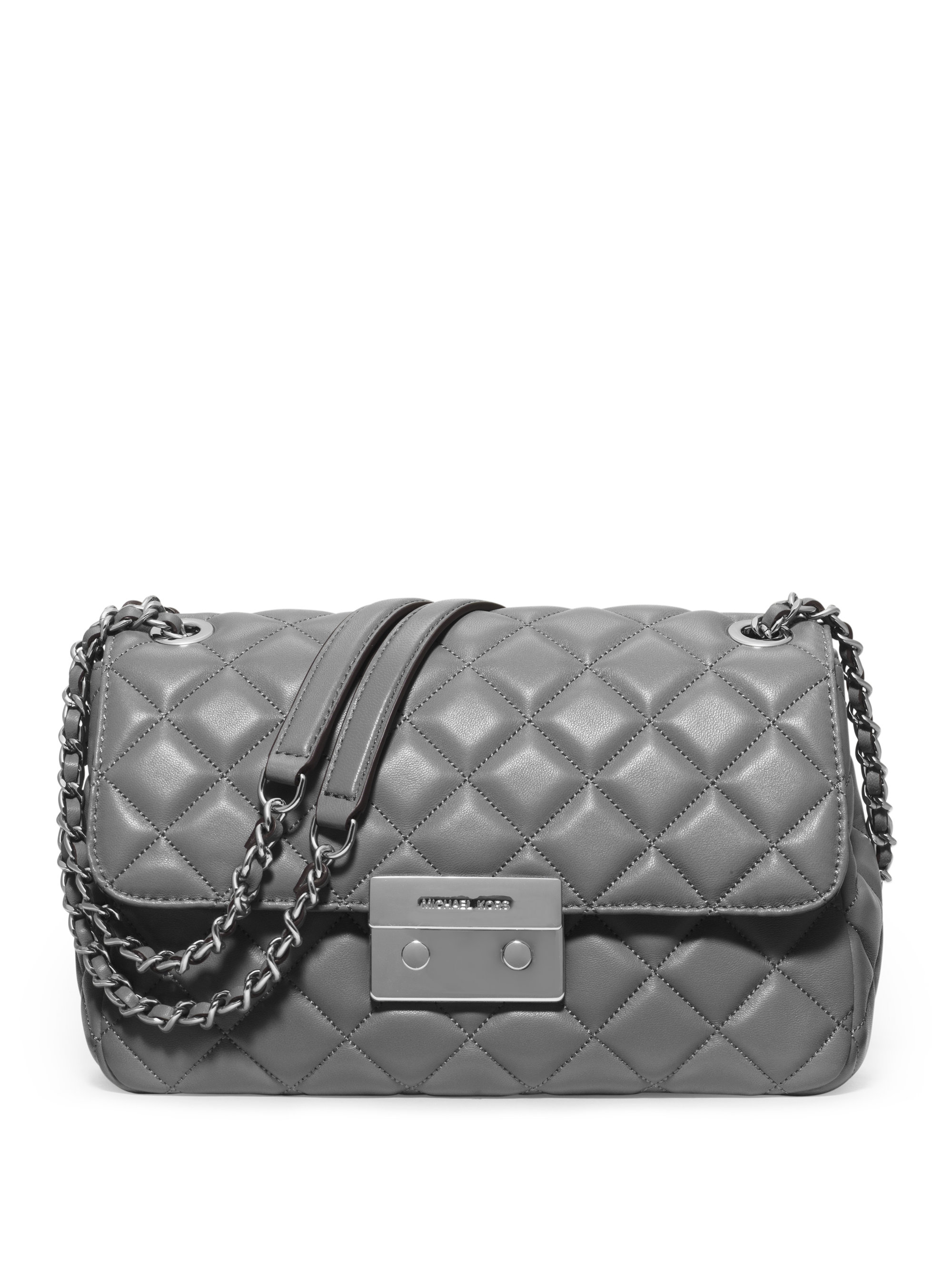 MICHAEL Michael Kors Sloan Large Quilted Leather Shoulder Bag in Steel Grey (Gray) - Lyst