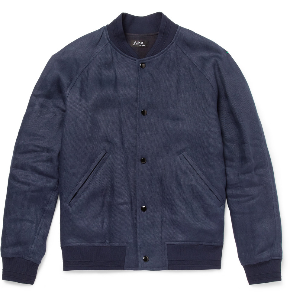Lyst A.P.C. Linen Bomber Jacket in Blue for Men