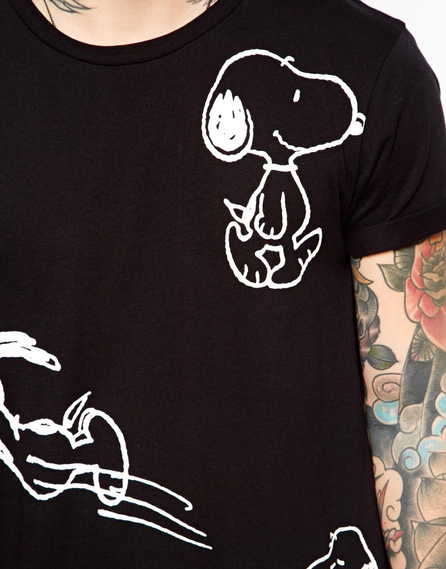 ASOS T-shirt With Snoopy Print in Black 