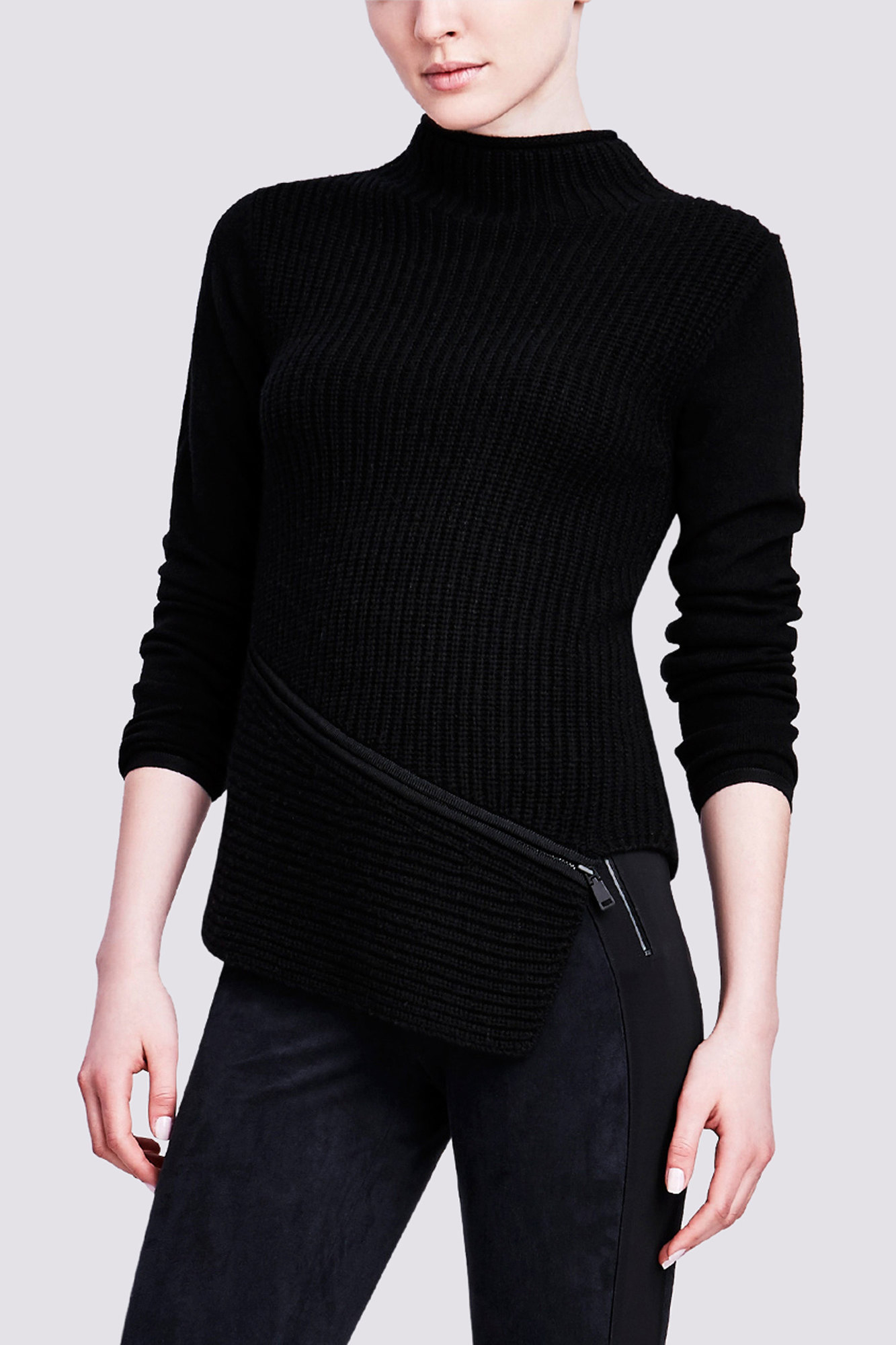 Elie tahari Vienna Sweater With Zipper Detail in Black Lyst