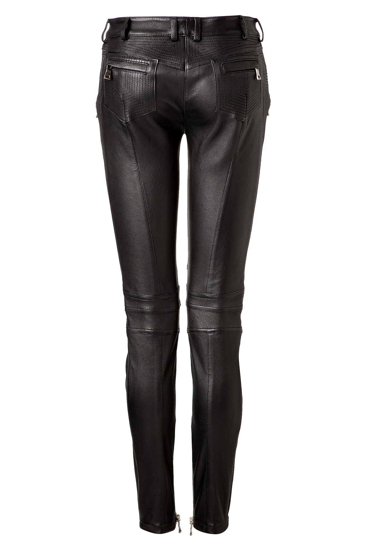 Balmain Leather Biker Pants - Black in Black | Lyst
