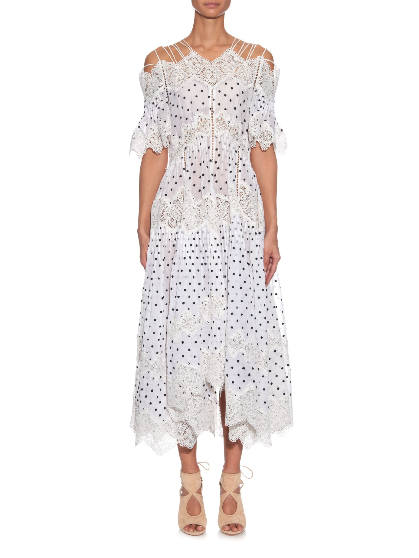 Zimmermann Empire Papier Polka-dot Cotton Dress in White - Lyst
