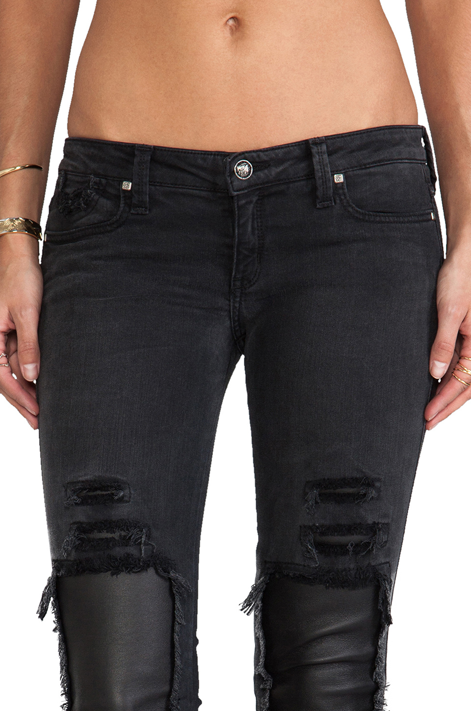 womens jeans with leather patches