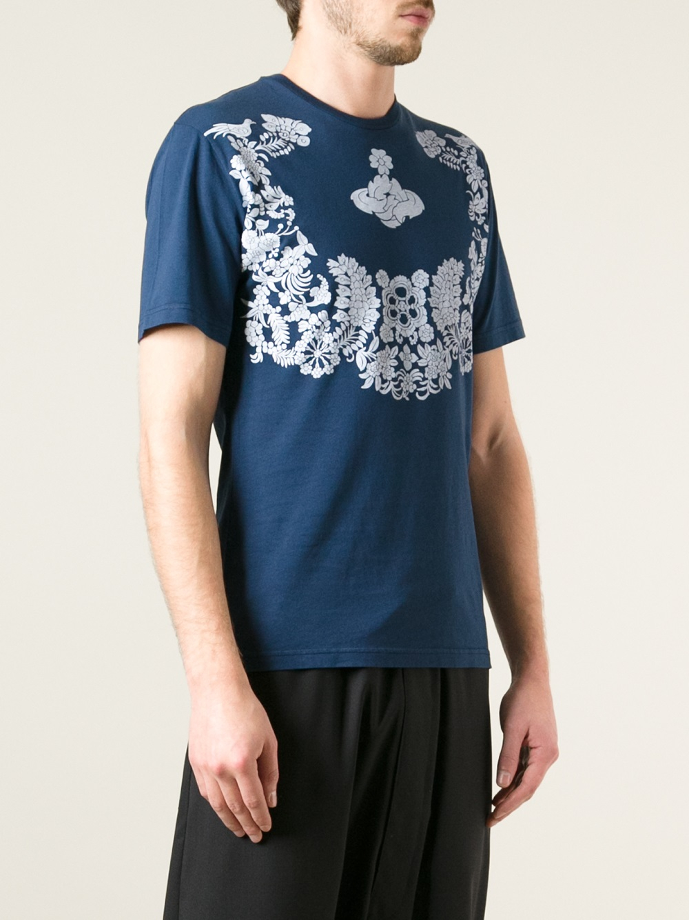 Vivienne Westwood Floral Print T-shirt in Blue for Men - Lyst