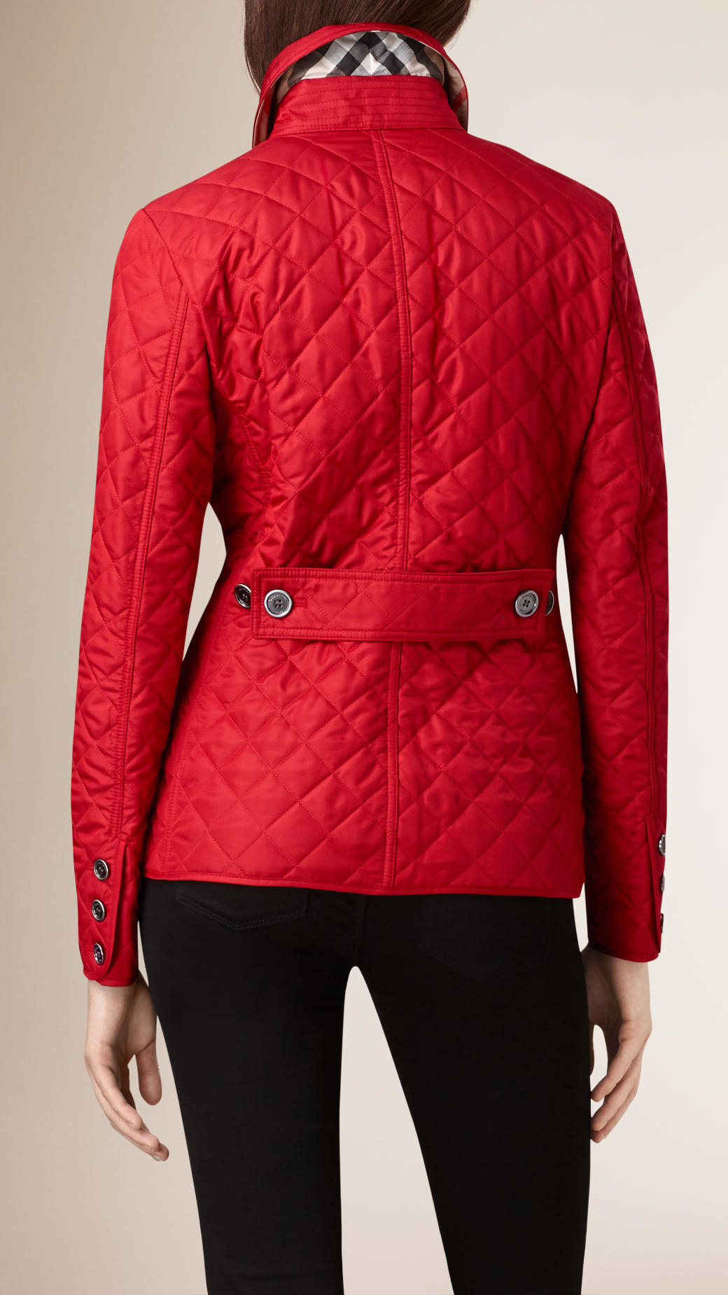 Burberry Diamond Quilted Jacket in Red | Lyst