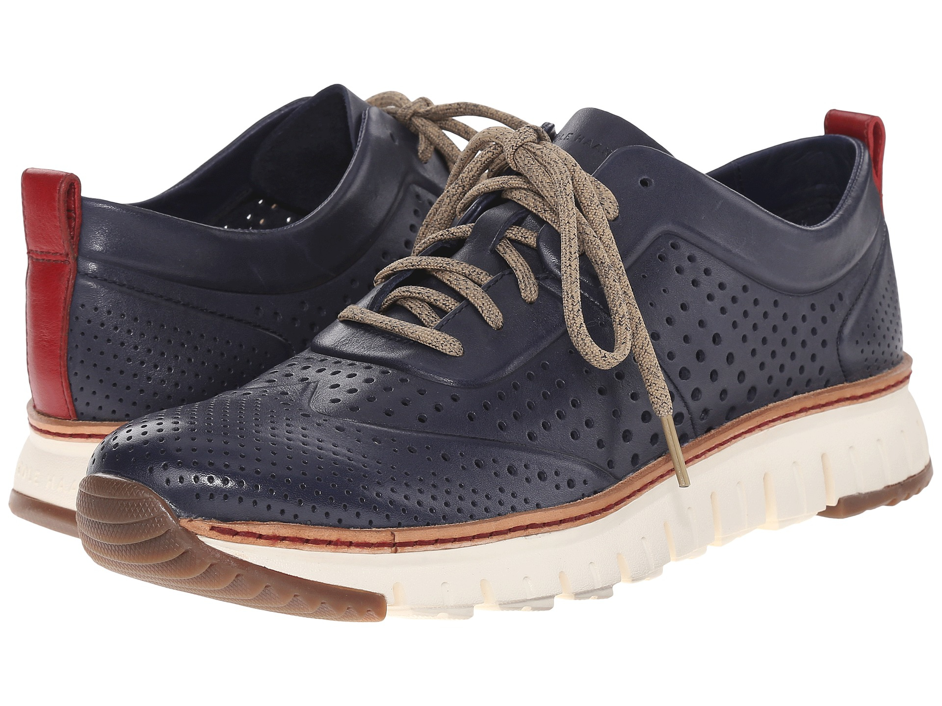 Cole Haan Leather Zerogrand Perforated Sneakers in Blue for Men - Lyst